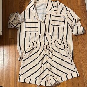 Amazon Women's High Waist Striped Shorts - Black and White